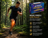 MOMARY NUTRITION persona tomando cápsula tras ejercicio para mantenimiento articular
