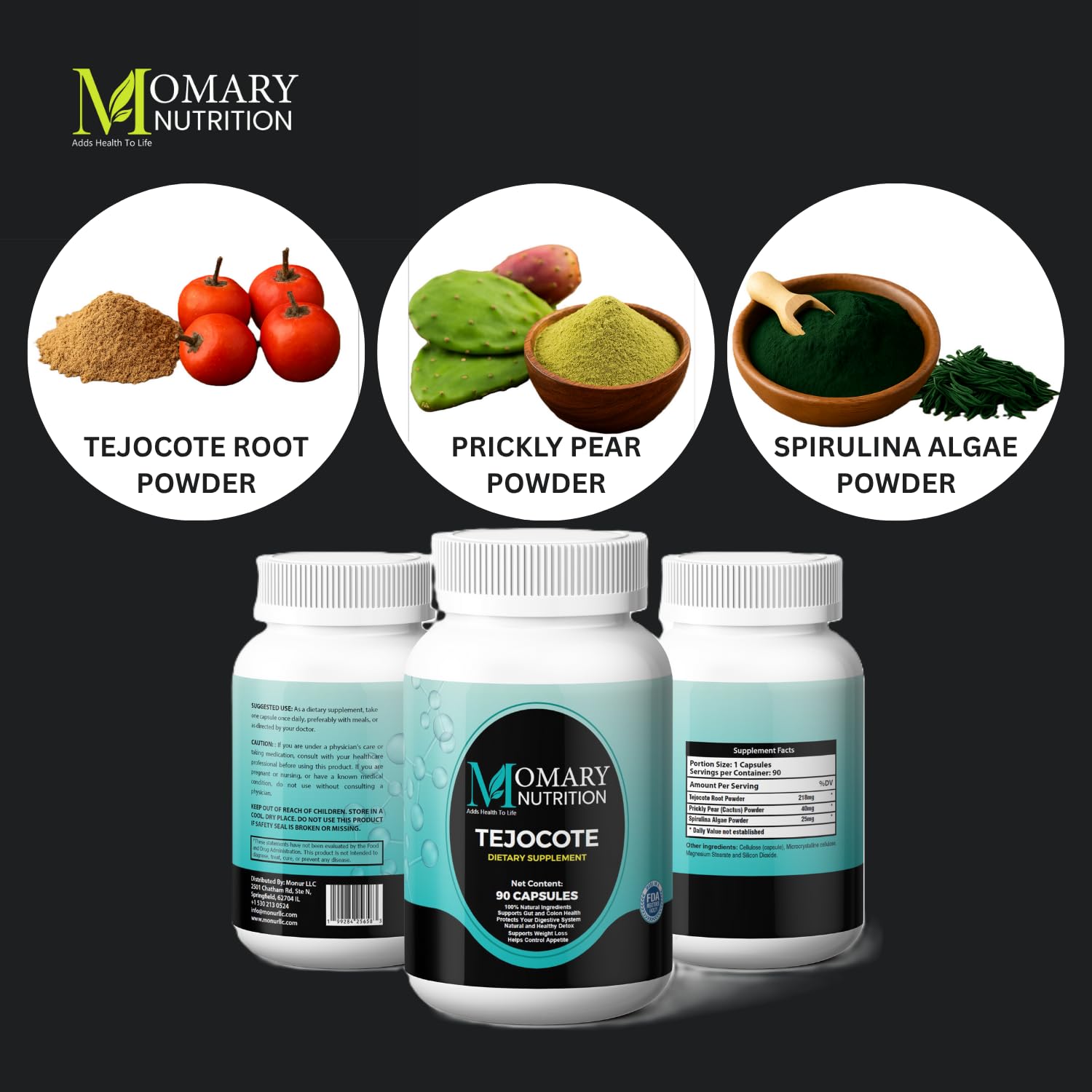 MOMARY NUTRITION botella en mano para mostrar tamaño y portabilidad