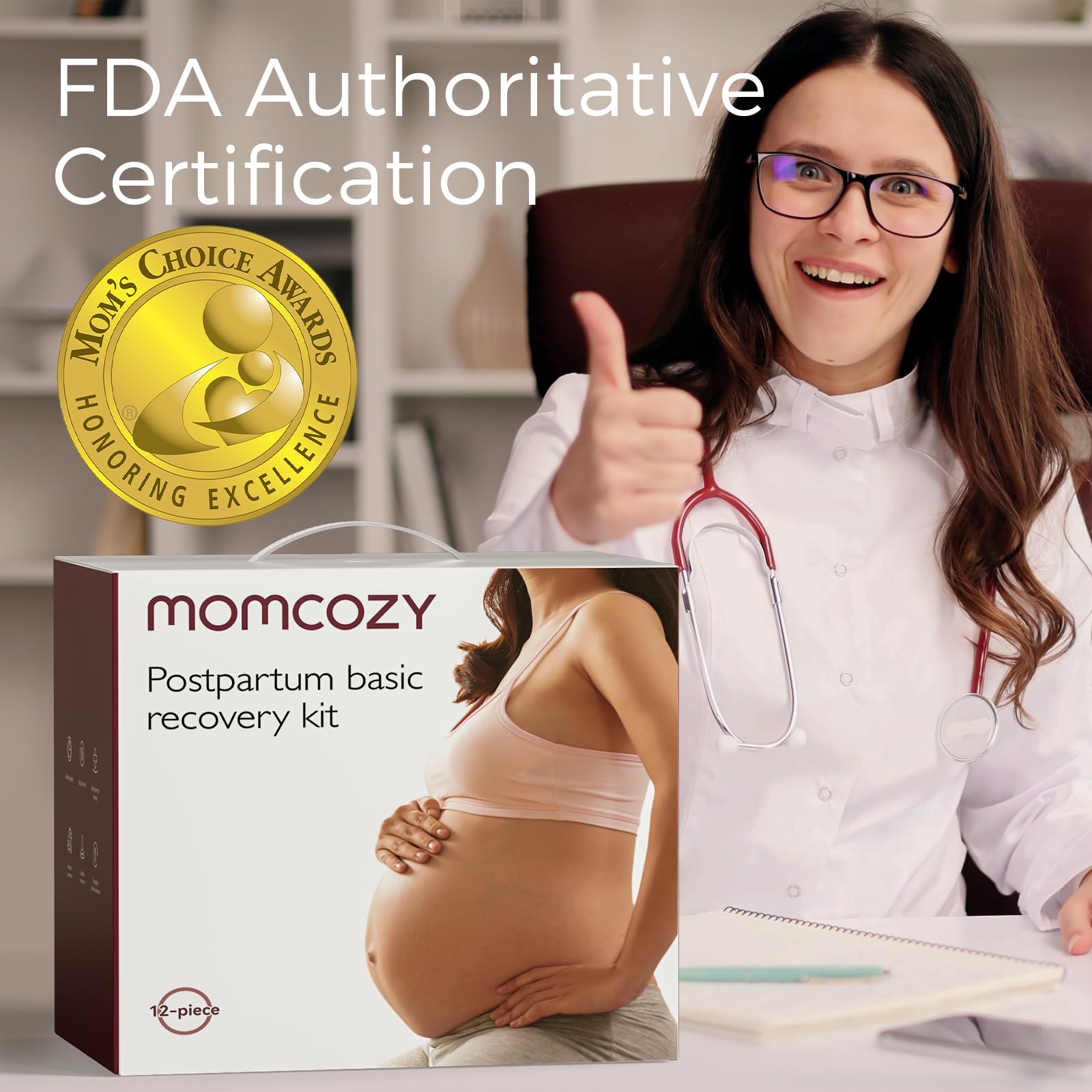 Momcozy almohadilla fría close-up del gel que ofrece alivio al sentarse tras el parto