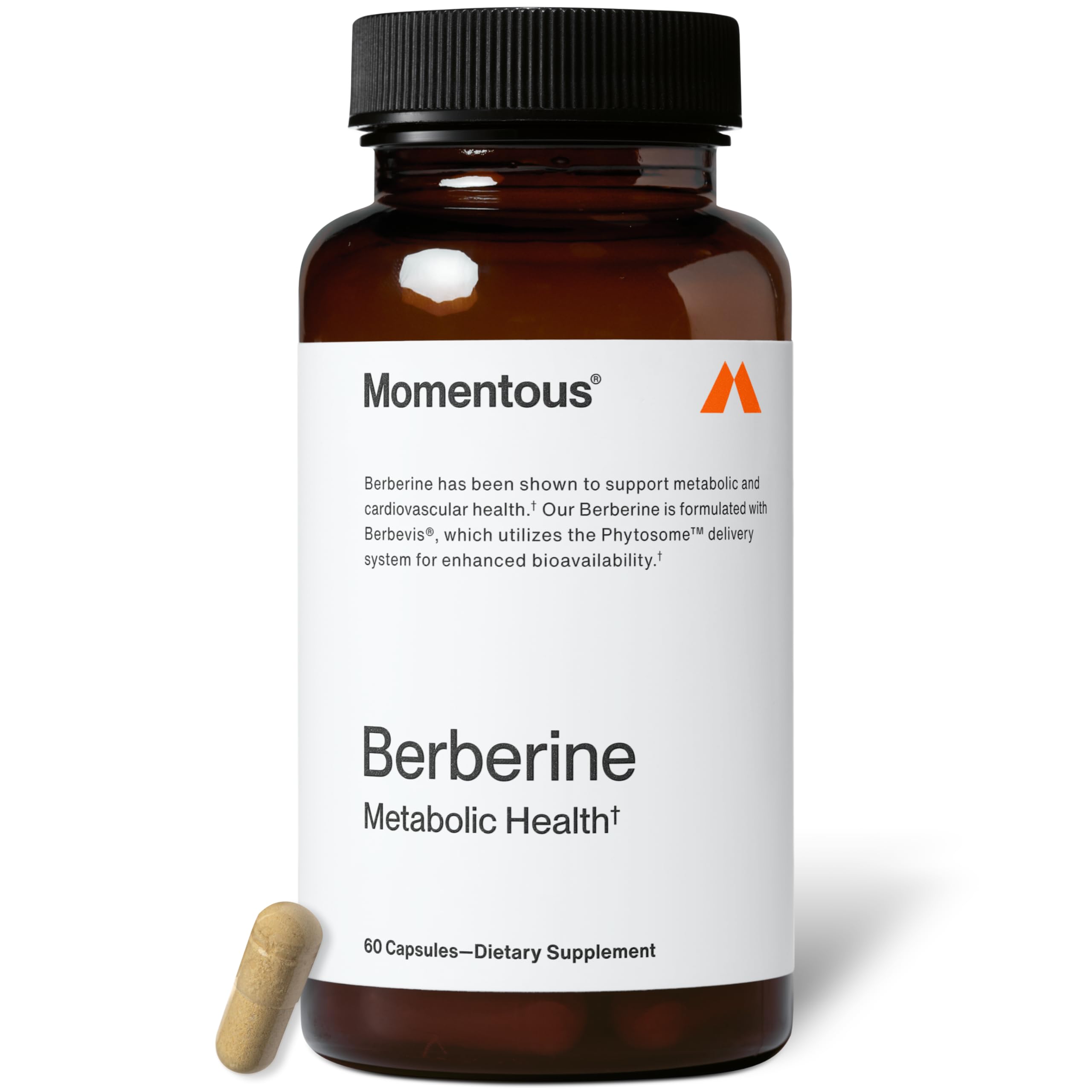 Momentous berberine frontal del envase mostrando formato y beneficios