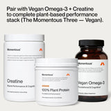 Momentous etiqueta nutricional visible, información clara de 20 g proteína por porción