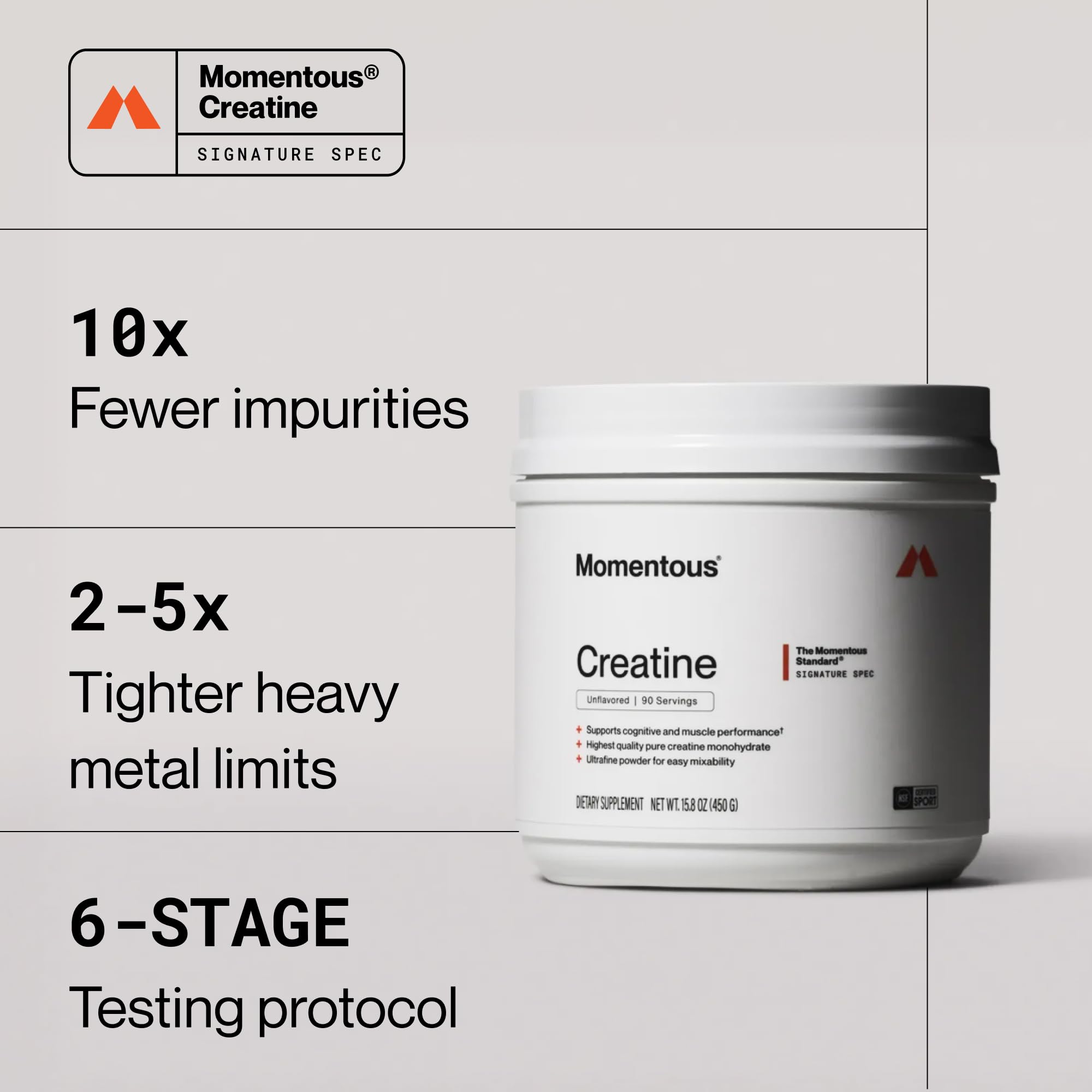 Cucharilla con 5 g de Momentous creatina, dosificación precisa