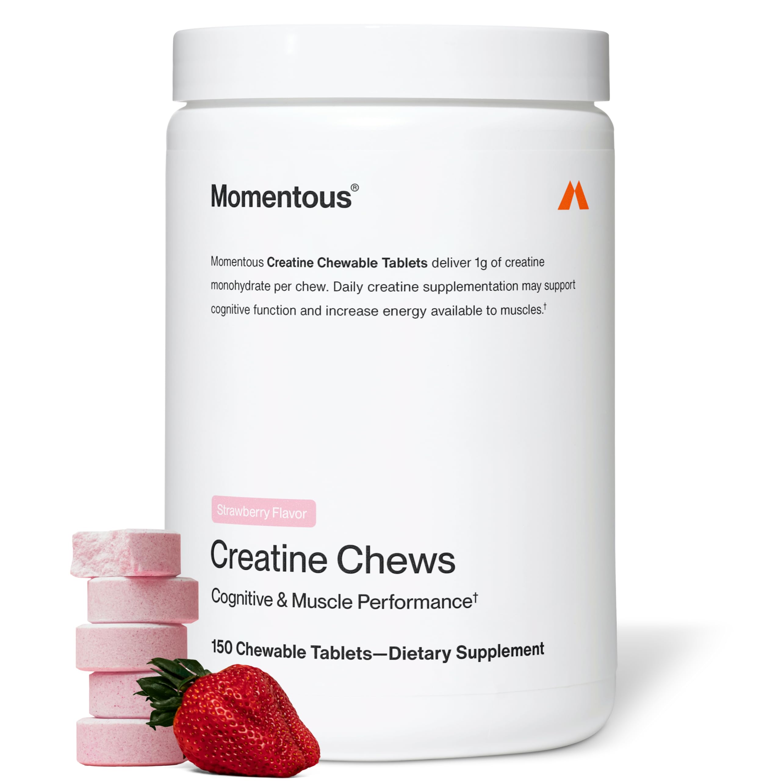 Momentous crema masticable frontal mostrando envase y conveniencia