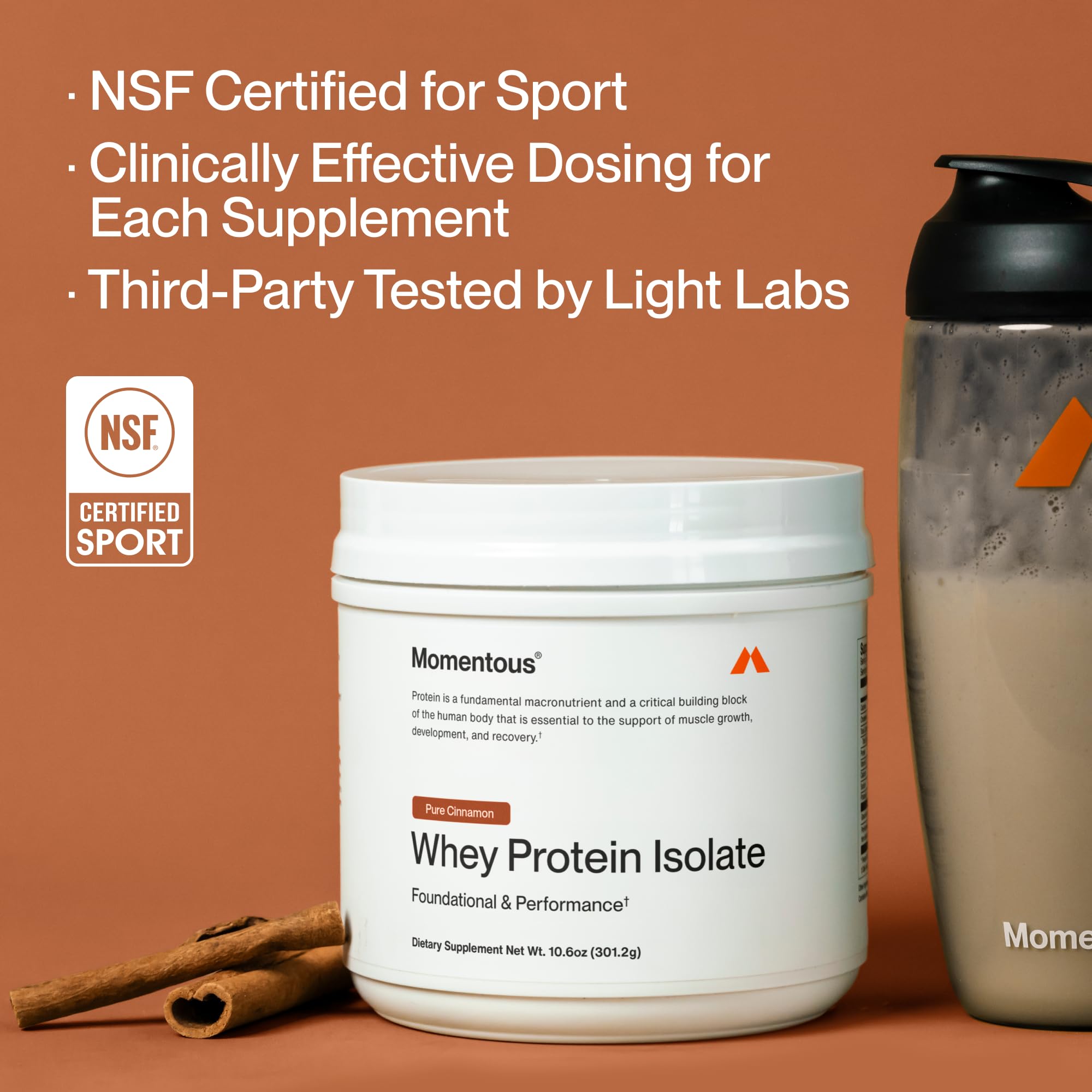 Momentous etiqueta NSF Certified for Sport garantía de calidad y seguridad