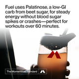 Momentous Fuel vaso mezclado en mano, bebida refrescante para hidratación intra-entreno
