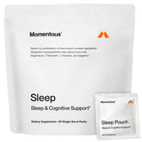 Momentous Nightly Sleep Pack frontal mostrando caja y sobres, facilita horarios de sueño