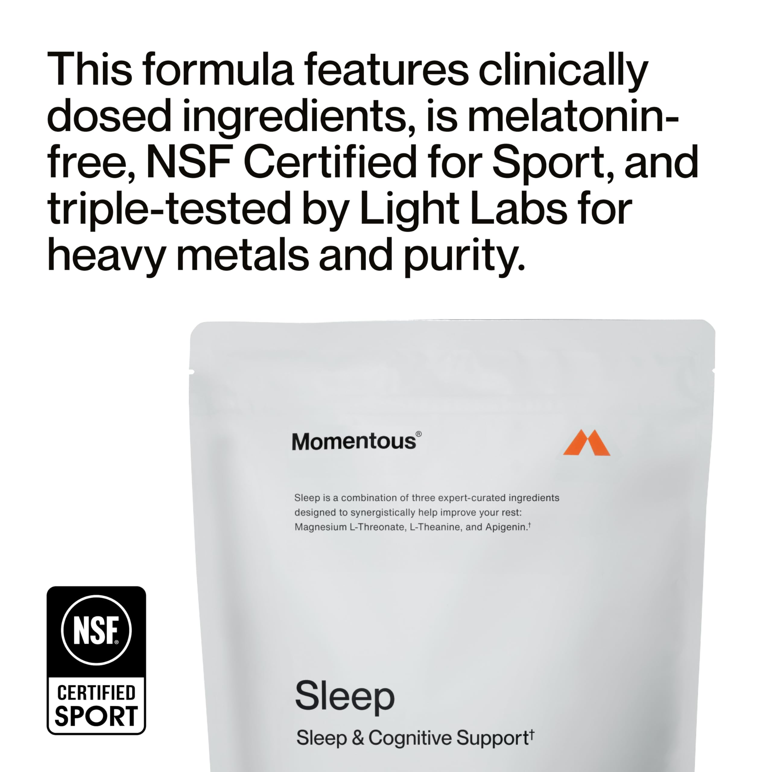 Escena de uso nocturno con Momentous Nightly Pack sobre mesita, mejora la rutina de descanso