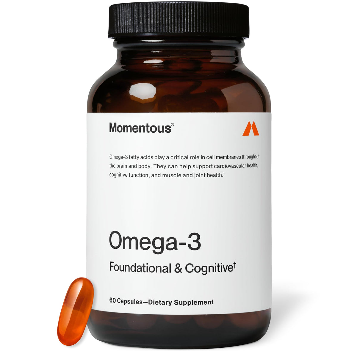 Momentous envase frontal mostrando dosis y beneficio cardiovascular