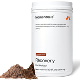Momentous empaque frontal chocolate mostrando beneficio recuperacion rapida