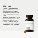 Momentous ubiquinol cápsula blanda detalle de textura y solubilidad