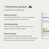 Momentous etiqueta nutricional y lista de aminoácidos detallada