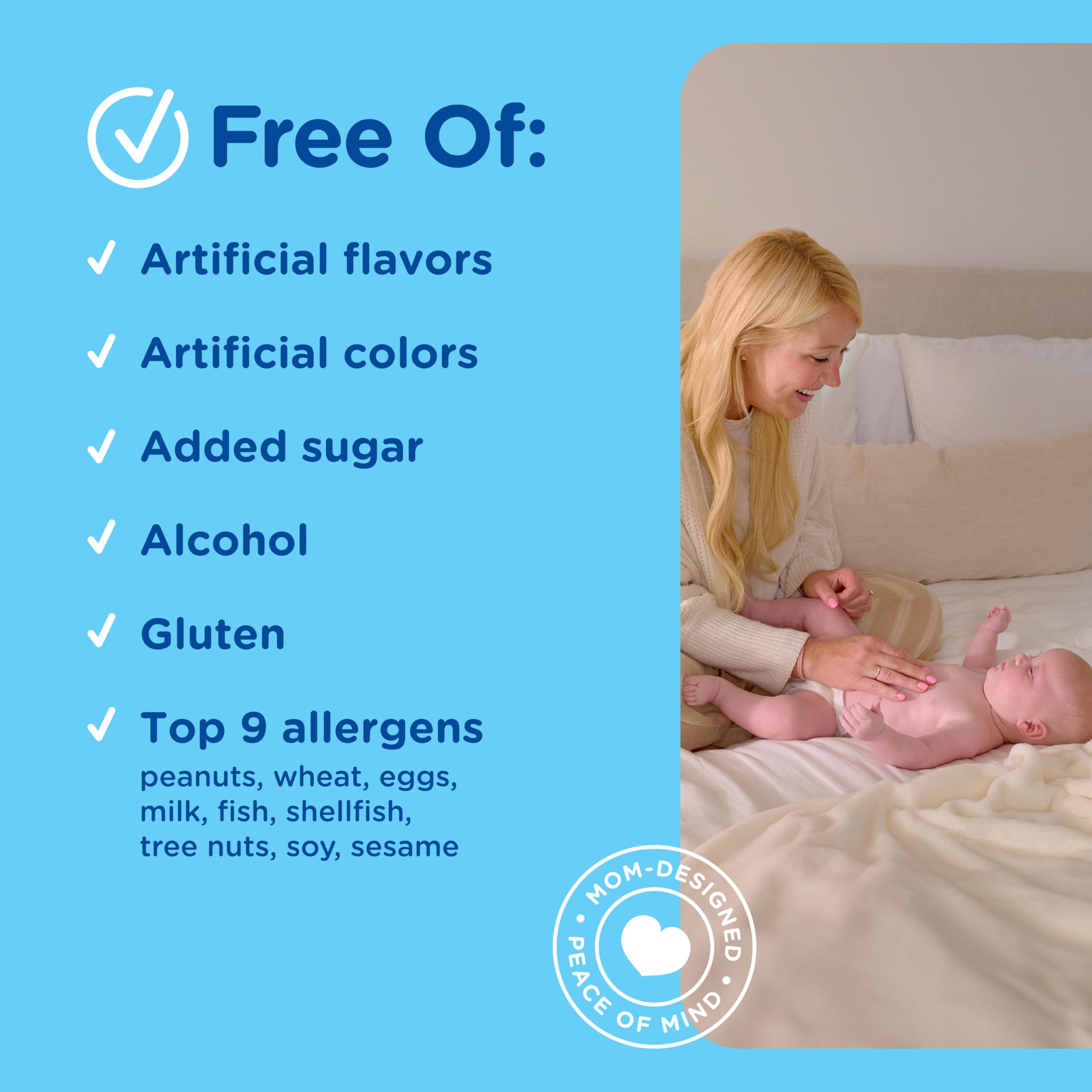 Mommy's Bliss etiqueta con información nutricional y conservación clara