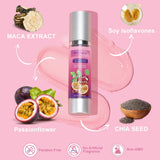 MoMogege tubo 50 ml junto a objetos para mostrar tamaño y duración