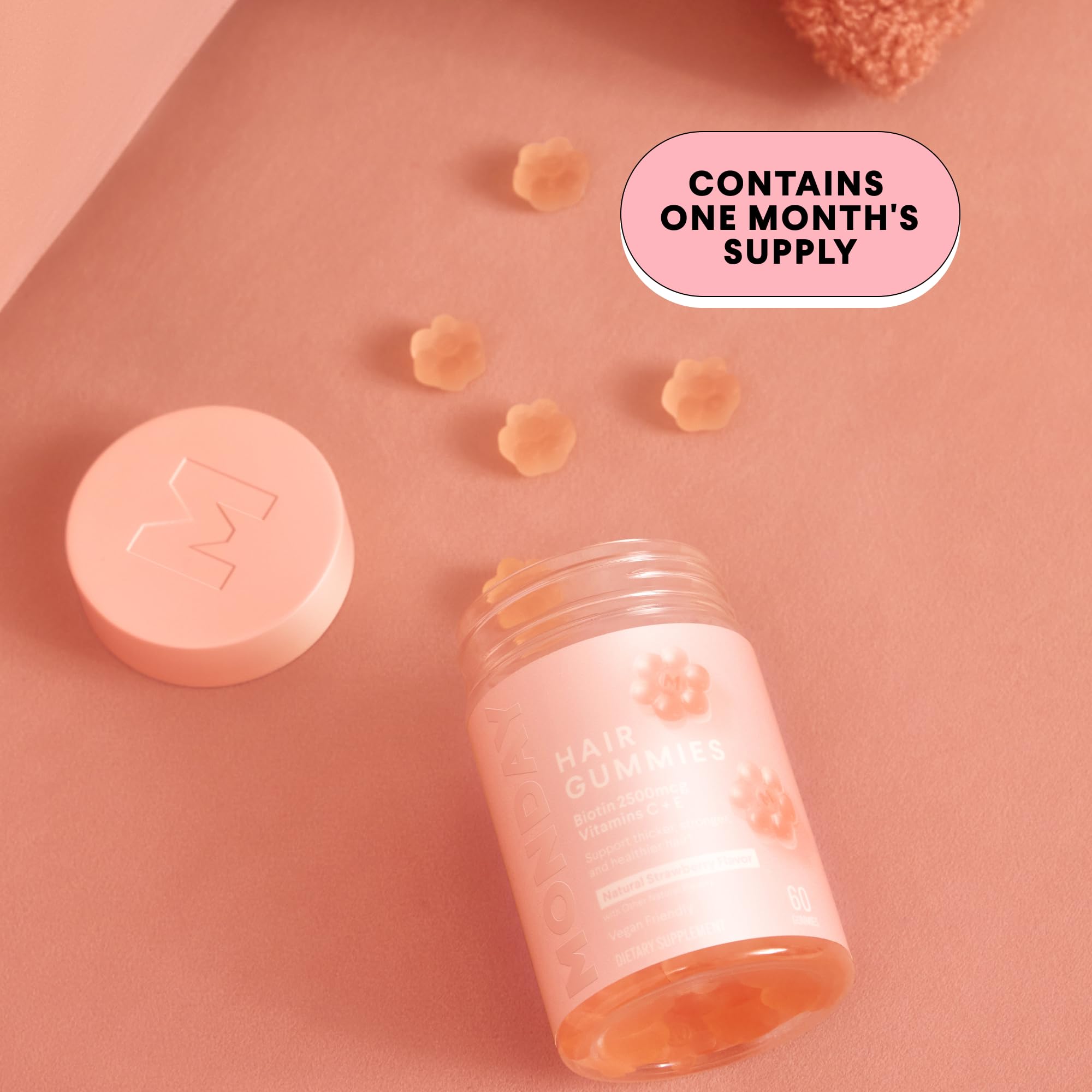 MONDAY HAIRCARE gomitas en mano listo para tomar, conveniencia diaria y sabor