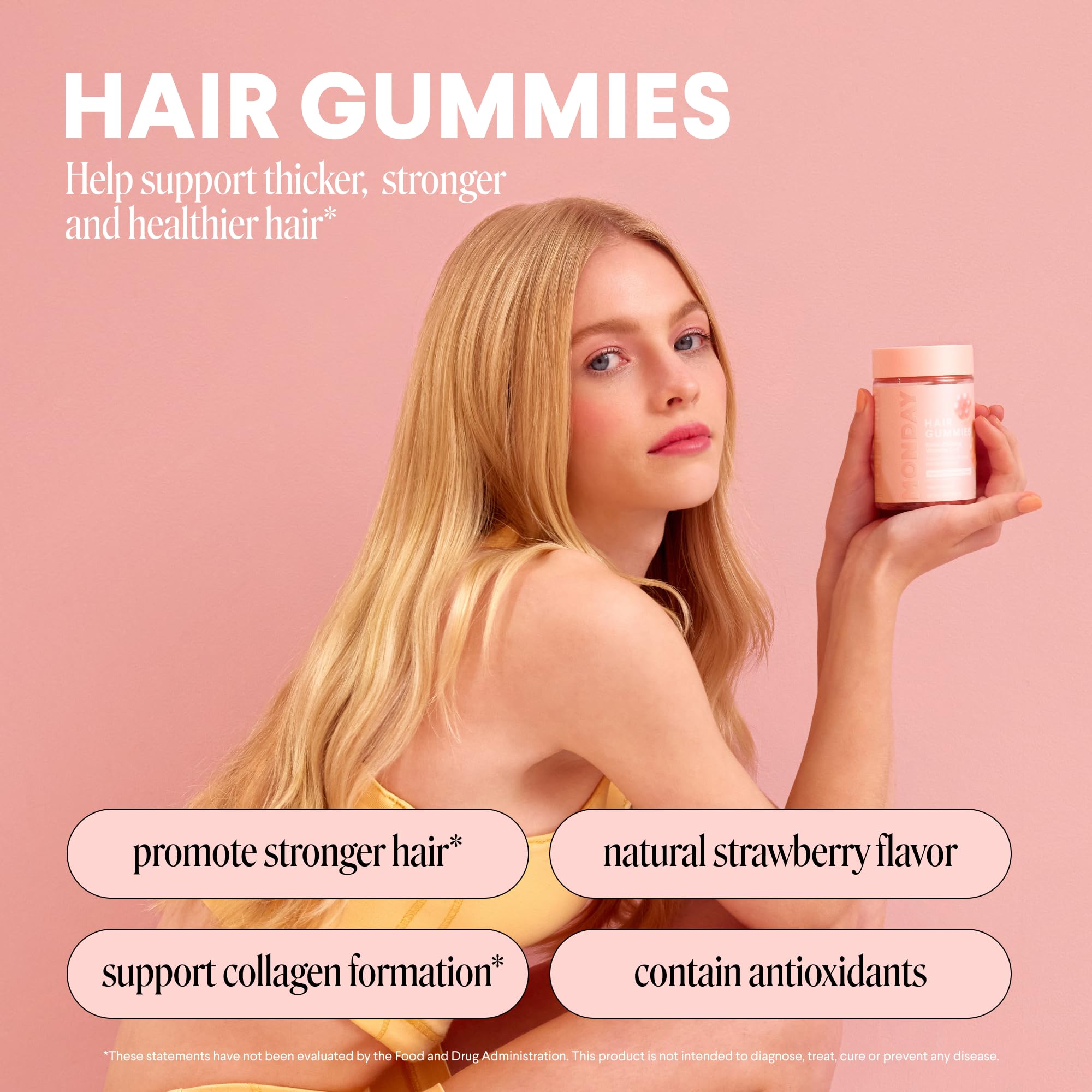 MONDAY HAIRCARE primer plano de gomita para apreciar textura y aspecto apetitoso