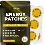 MONIER empaque frontal mostrando parches y beneficios energéticos