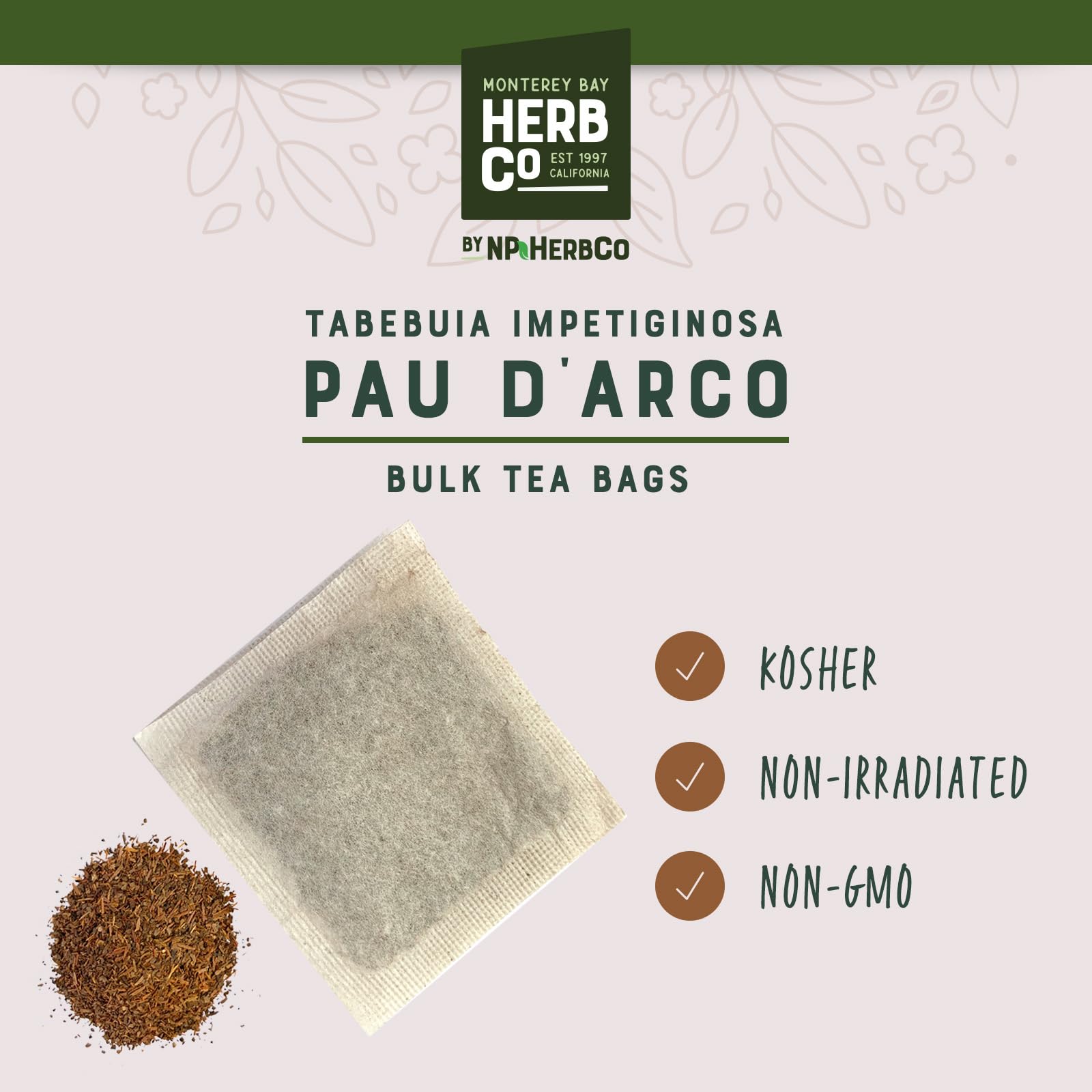 MONTEREY BAY HERB CO corteza interna de Tabebuia impetiginosa, textura natural y pura