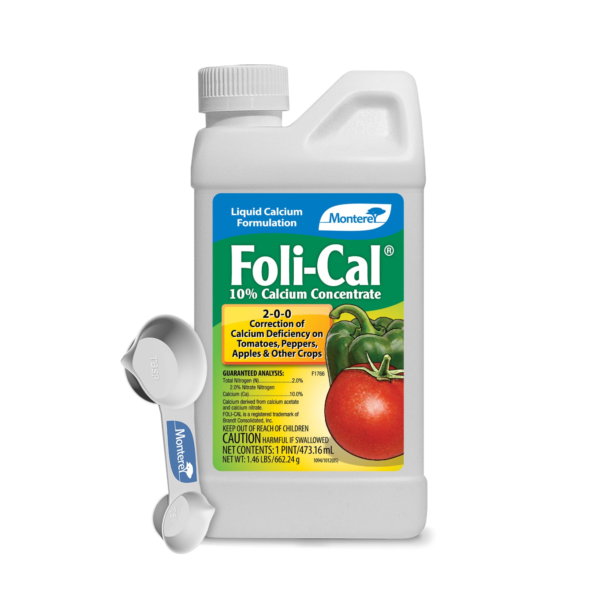 Monterey Foli-Cal envase frontal, marca Monterey y fácil dosificación