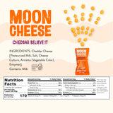 Moon Cheese etiqueta nutricional legible, información de proteínas y carbohidratos