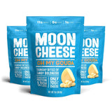 Moon Cheese empaque frontal mostrando Gouda crujiente y conveniencia