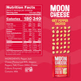 Moon Cheese porción abierta lista para comer, sacia entre comidas