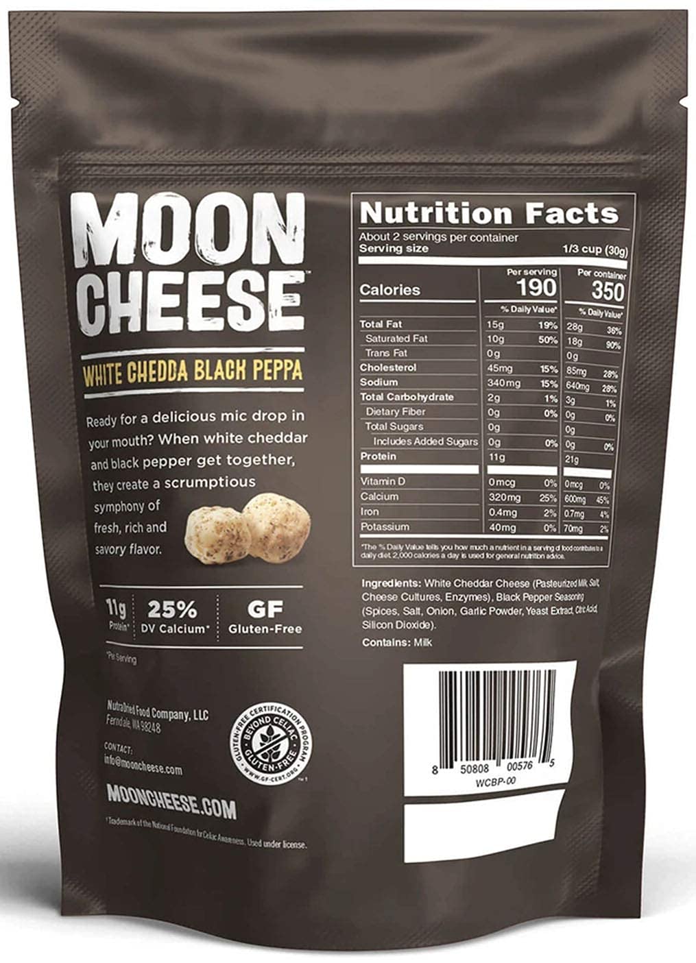 Moon Cheese porción en plato mostrando tamaño y apariencia apetecible