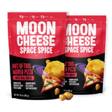 Moon Cheese frente del envase mostrando el sabor Space Spice y conveniencia para llevar