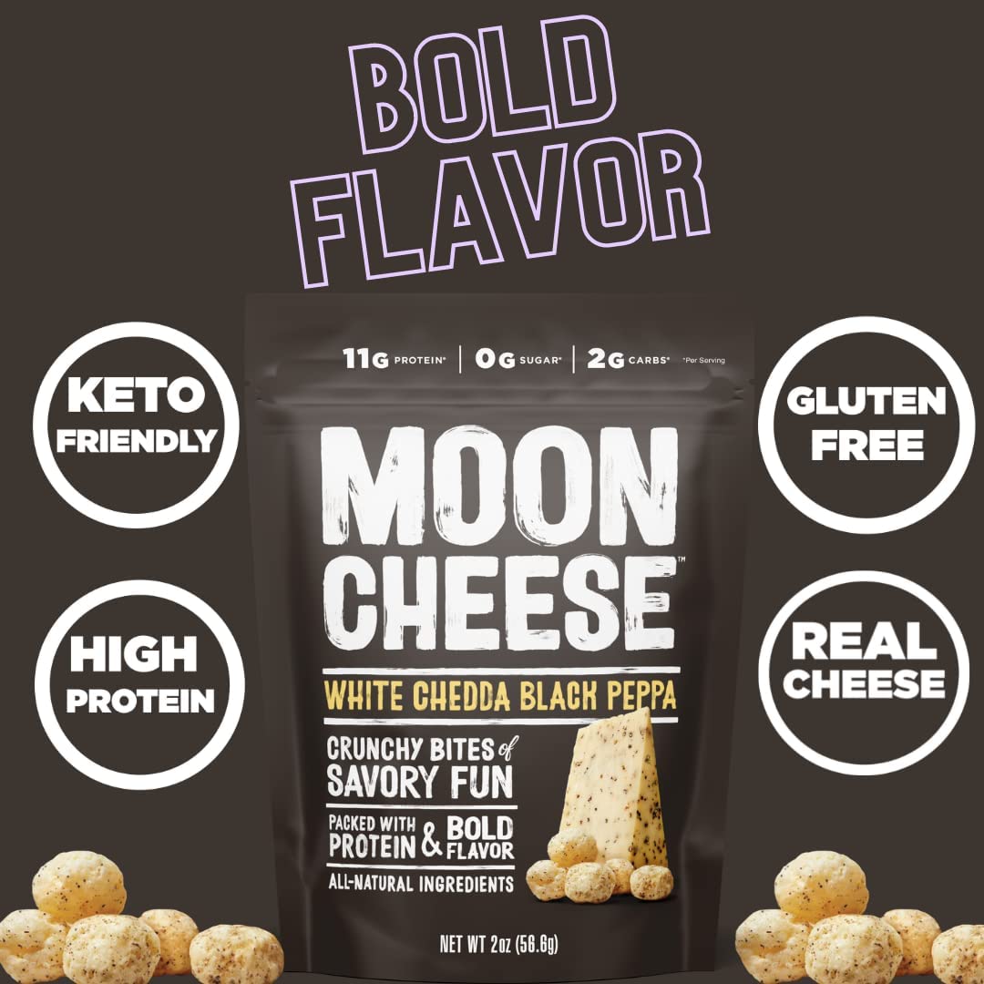 Moon Cheese comparación de tamaño con mano para ver porción práctica y controlada