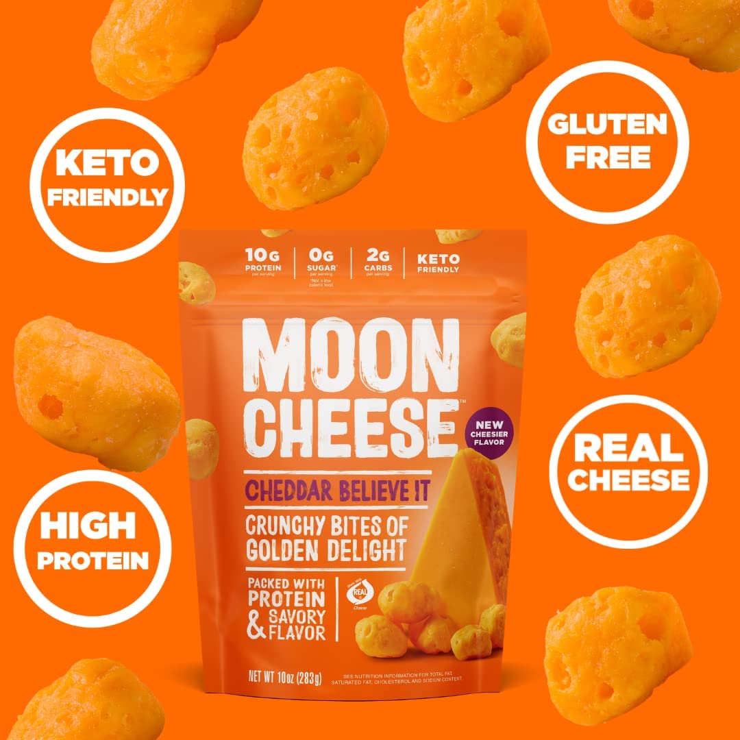 Moon Cheese textura crujiente en primer plano con sabor concentrado