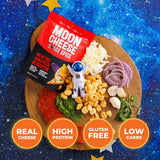 Moon Cheese textura cercana que muestra el crujido y sabor concentrado