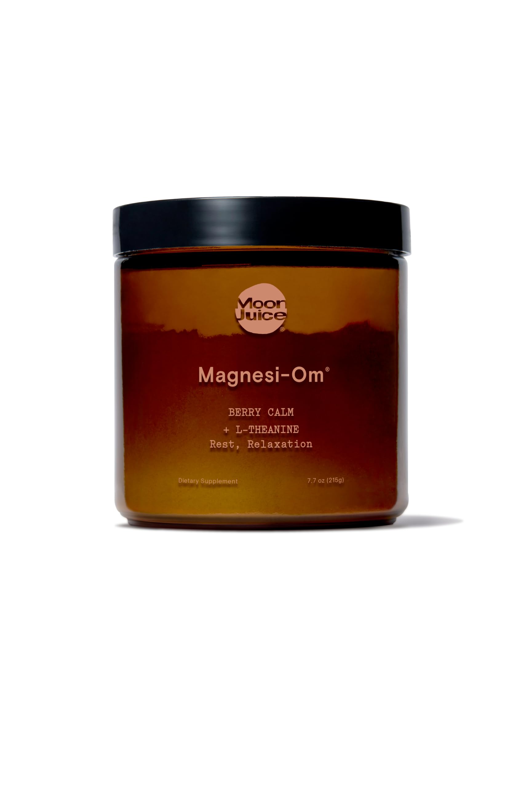 Moon Juice envase frontal del producto mostrando etiqueta y tamaño, transmite confianza