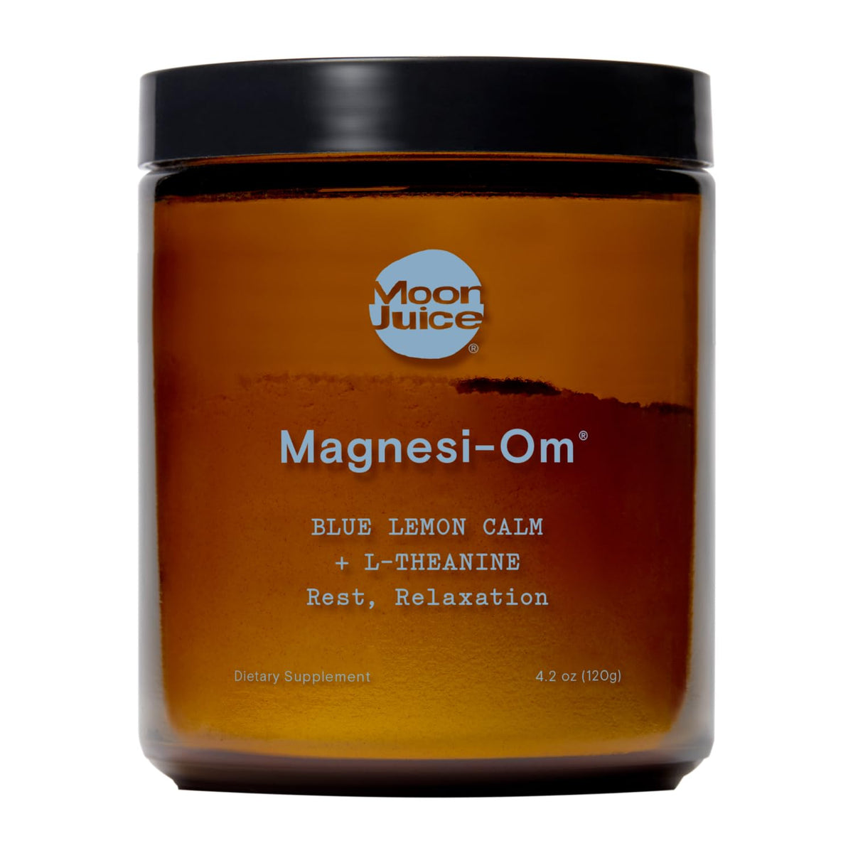 Moon Juice frasco Magnesi-Om frontal mostrando el envase y beneficios