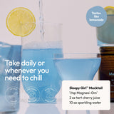 Moon Juice vaso de mocktail preparado con Magnesi-Om como alternativa sin alcohol