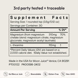 Moon Juice polvo fino de magnesio mostrando textura y disolución fácil
