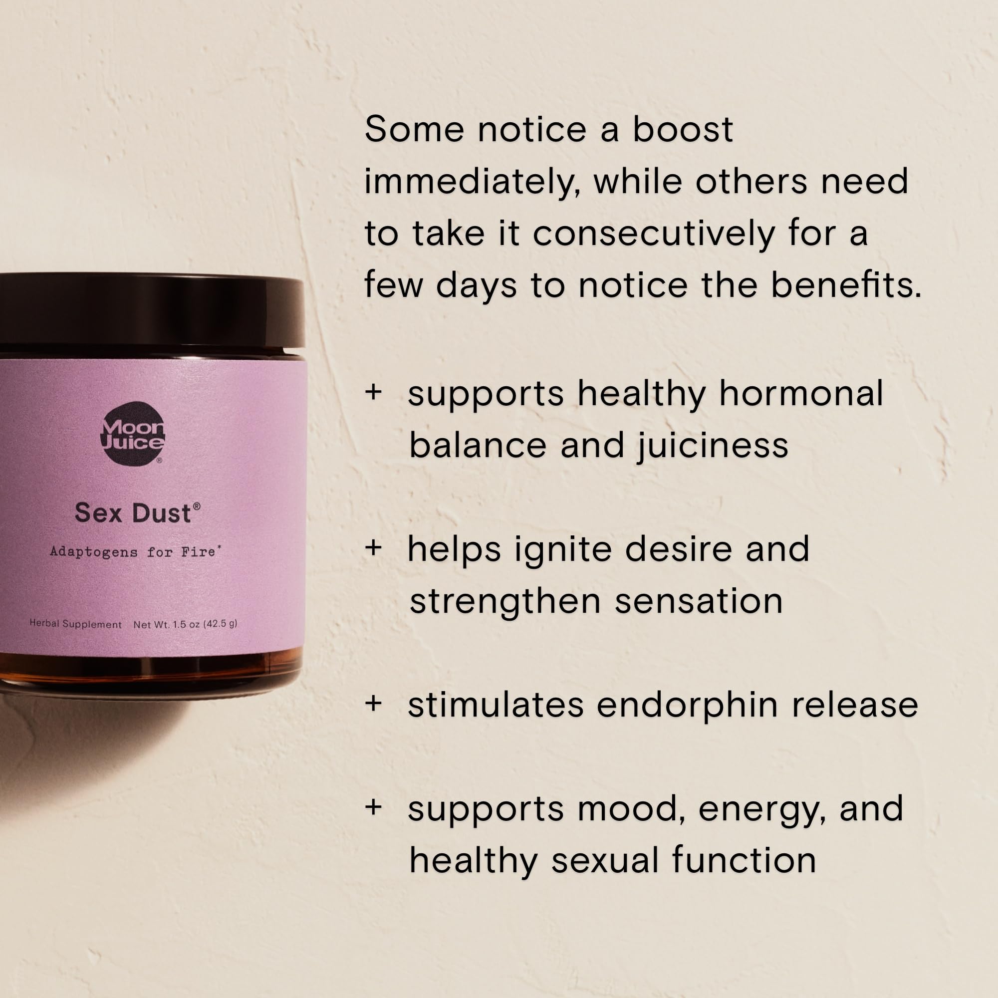 Moon Juice Sex Dust junto a plantas adaptógenas para bienestar