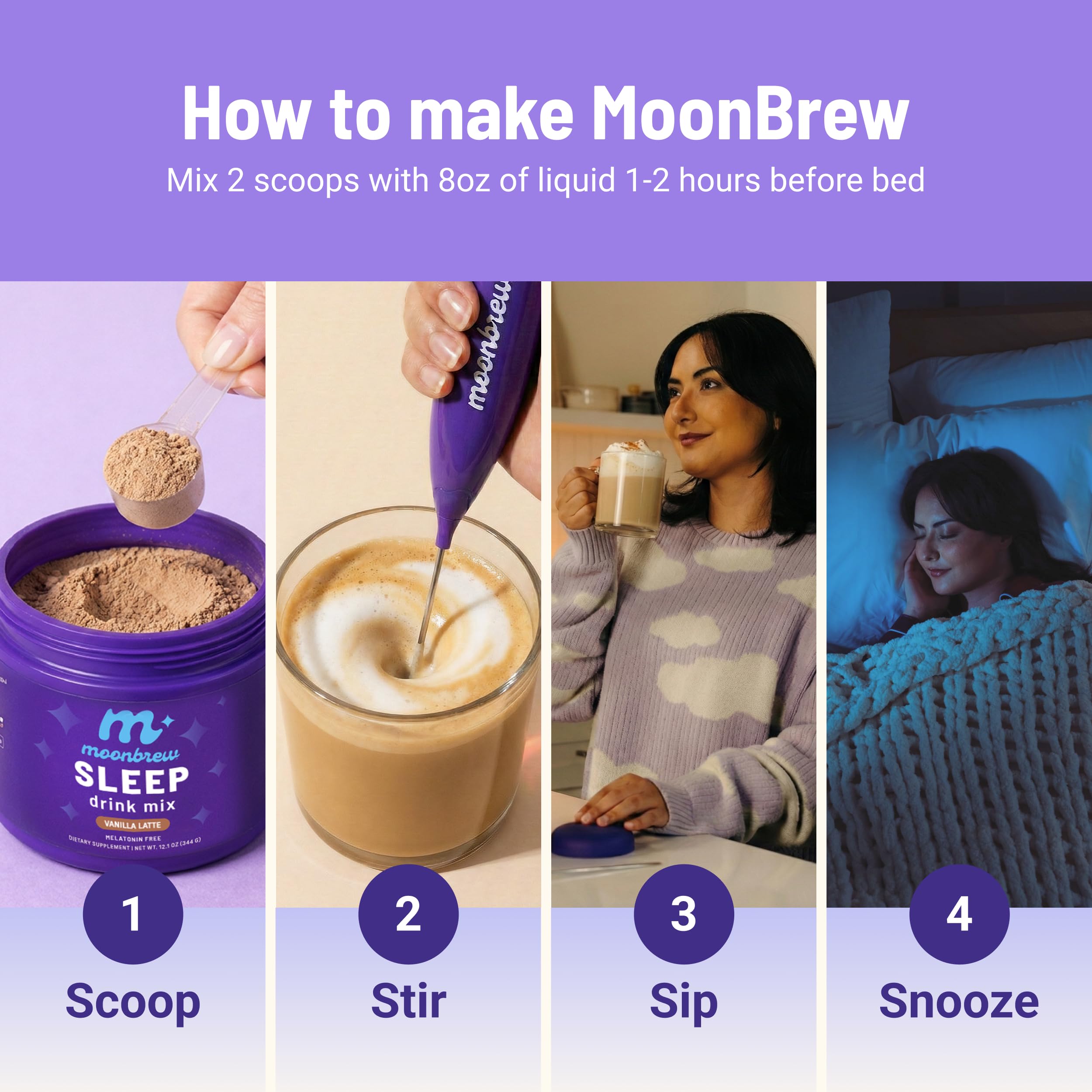 MoonBrew ingredientes clave (magnesio, reishi), apoyo a la relajación