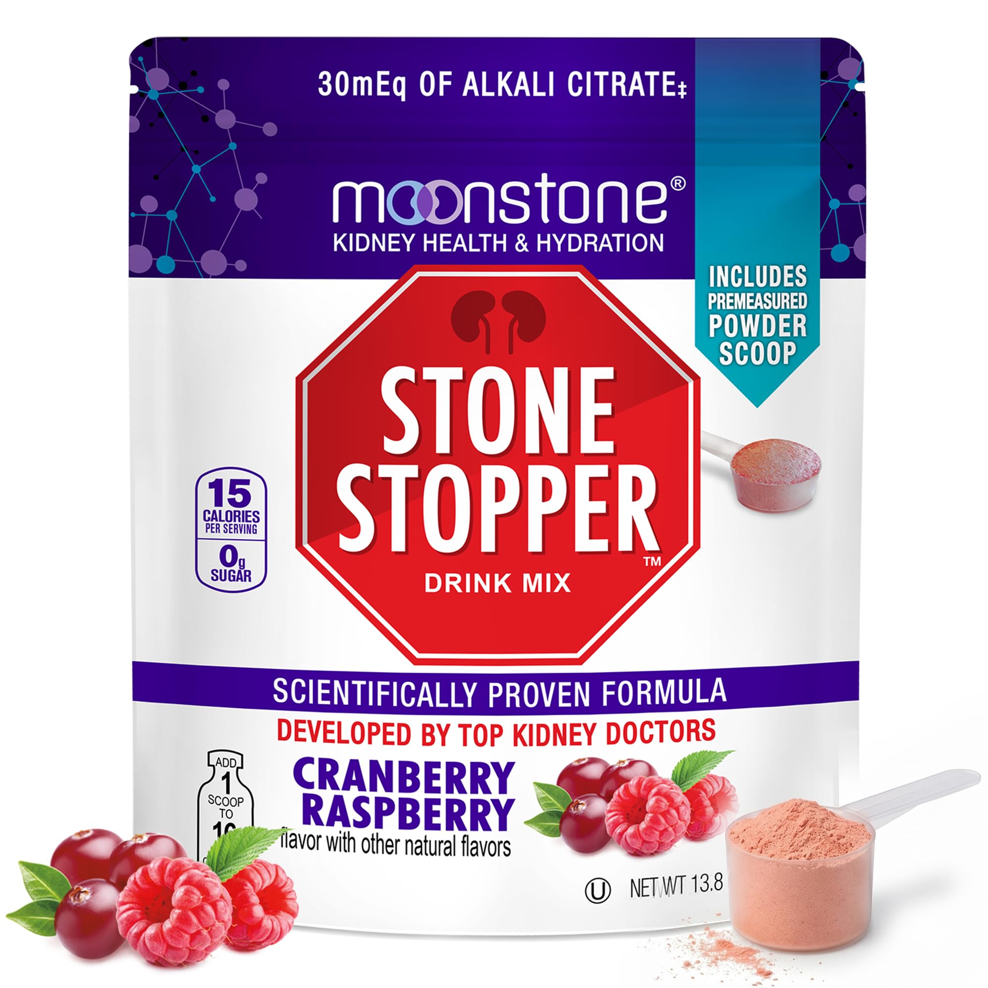 Moonstone frente del empaque mostrando la marca y beneficios de apoyo renal