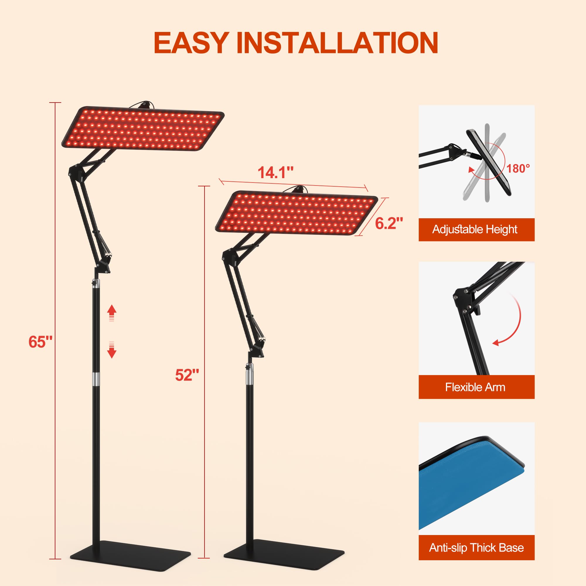 Morfone detalle del soporte ajustable de aluminio que facilita enfoque y altura