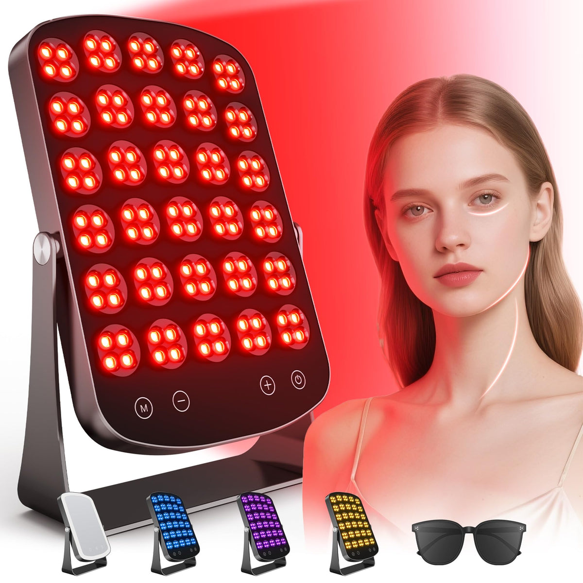 Morfone panel frontal mostrando LEDs y diseño portátil para tratamientos precisos