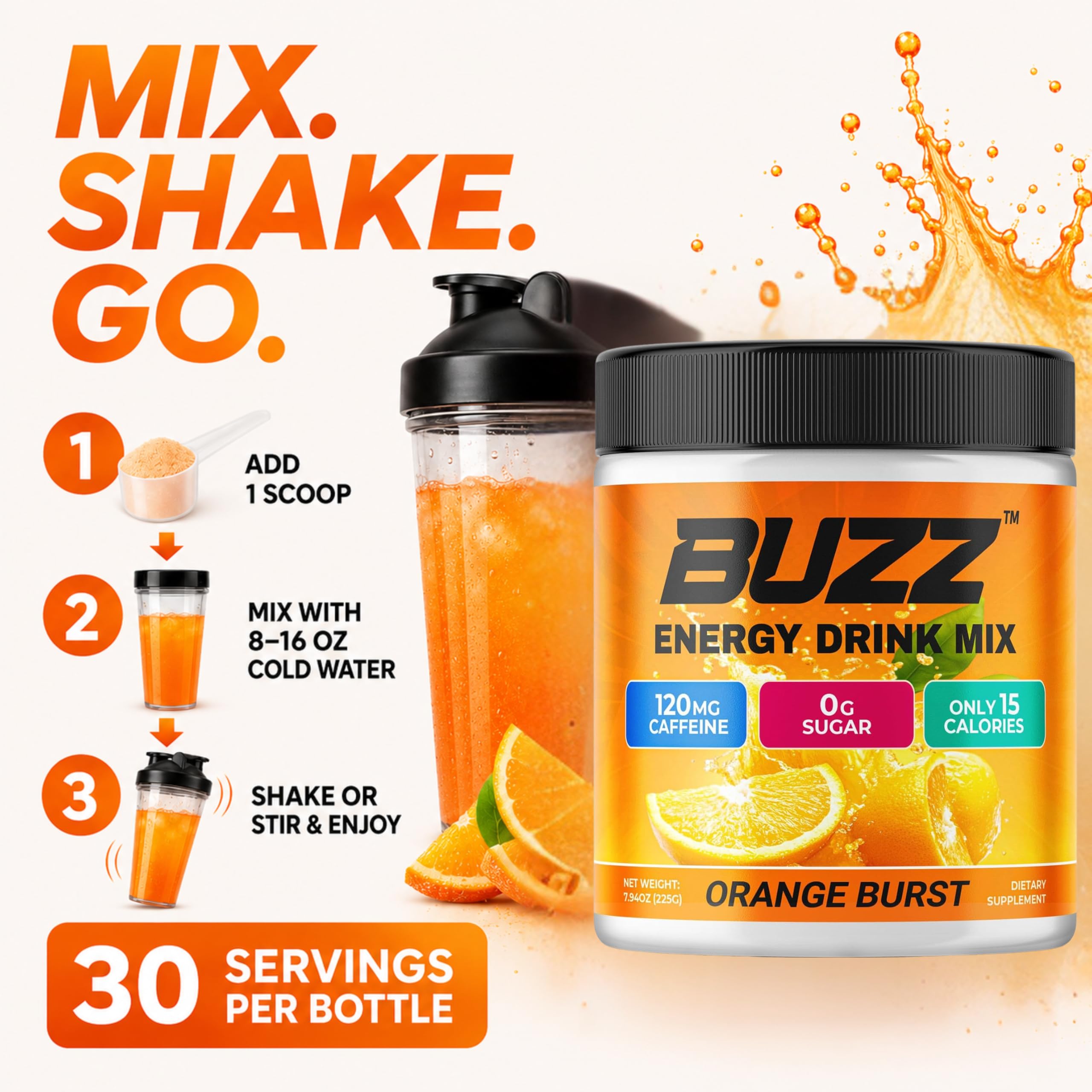 Morning Buzz bebida preparada en vaso tras agitar, efecto refrescante