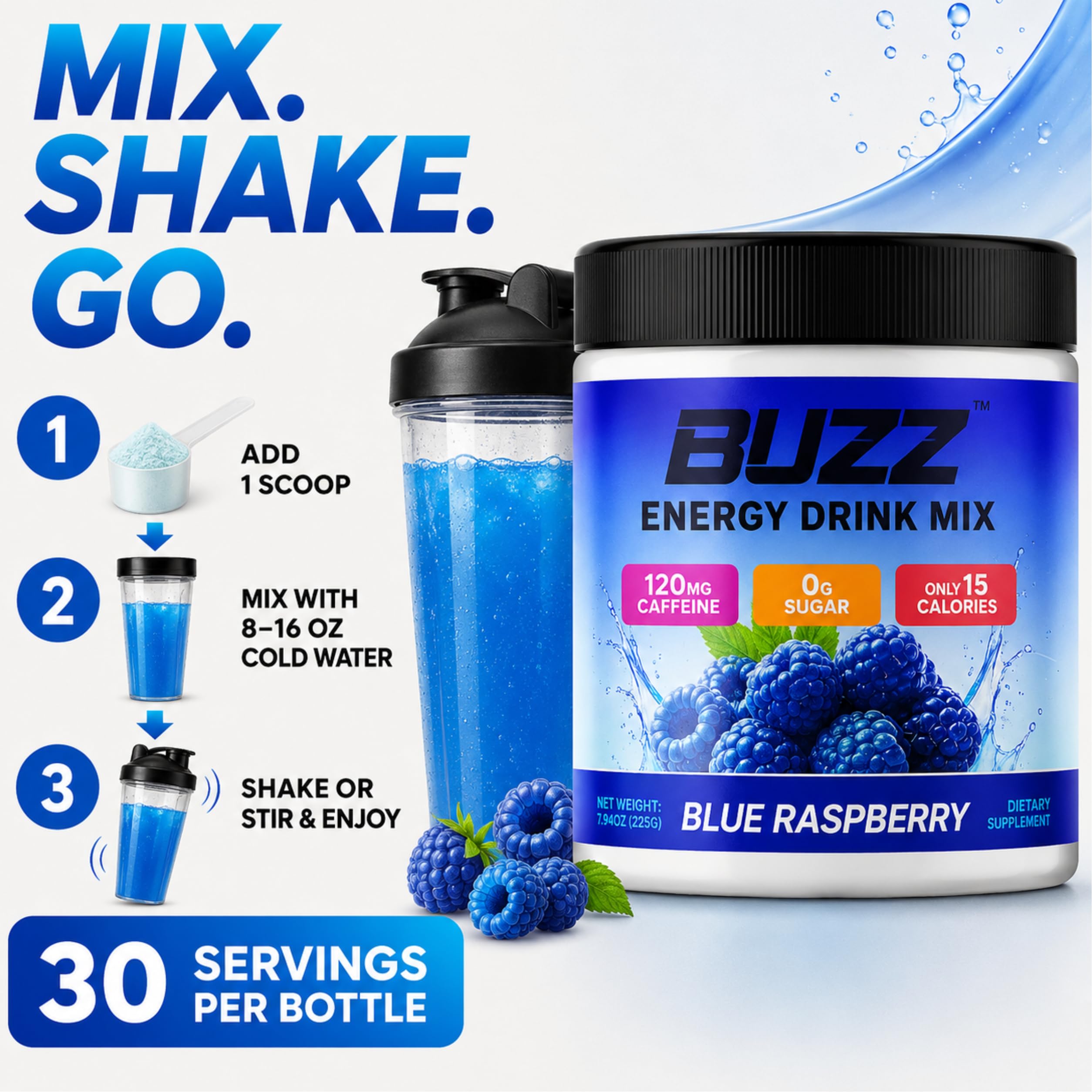 Morning Buzz bebida en vaso lista para beber y energía sostenida