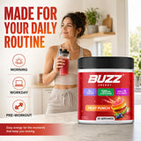 Morning Buzz cucharada medidora con polvo, porción precisa para una bebida consistente