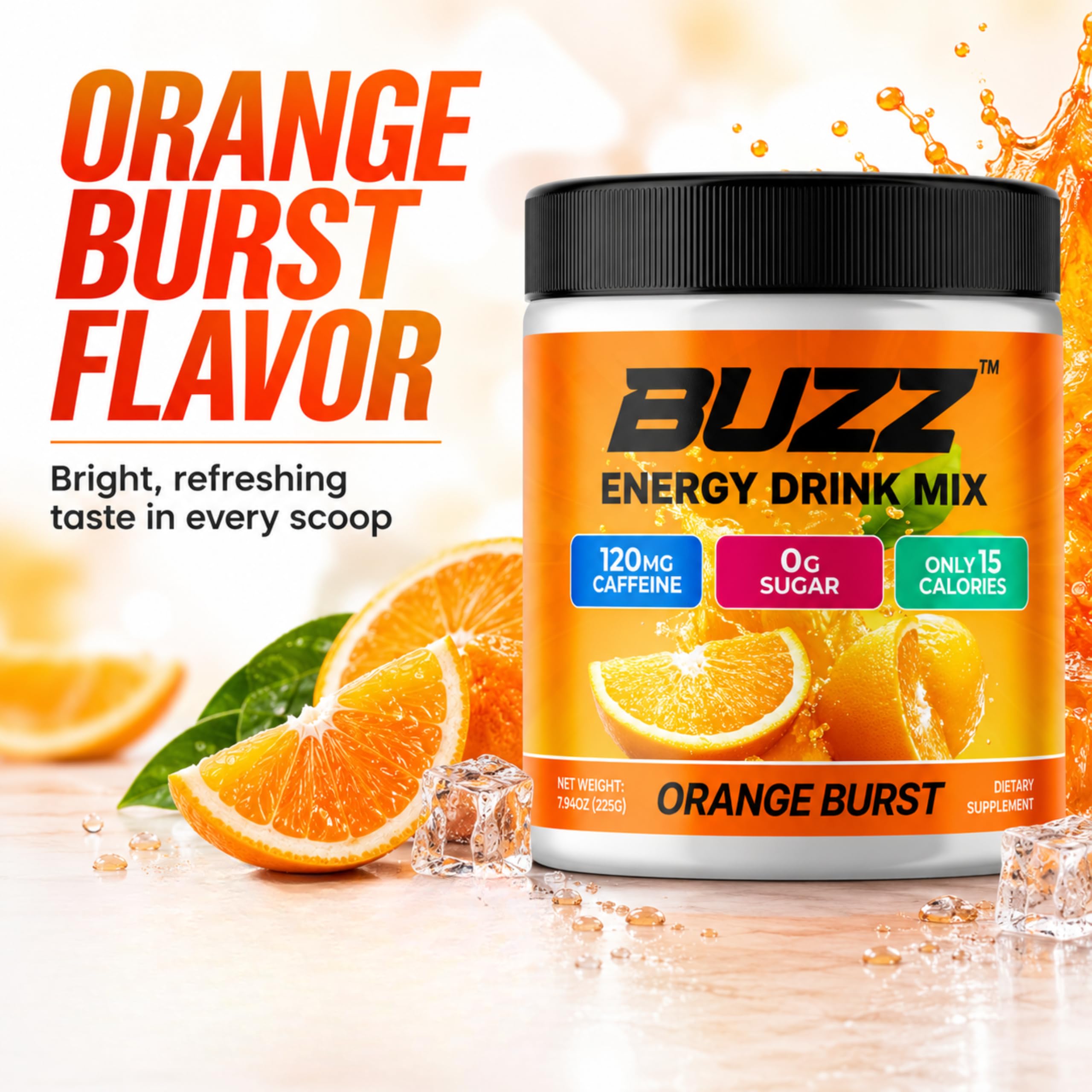Morning Buzz etiqueta de ingredientes con vitaminas y aminoácidos listados