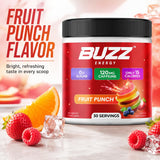 Etiqueta de Morning Buzz con lista de 18 vitaminas y minerales visibles