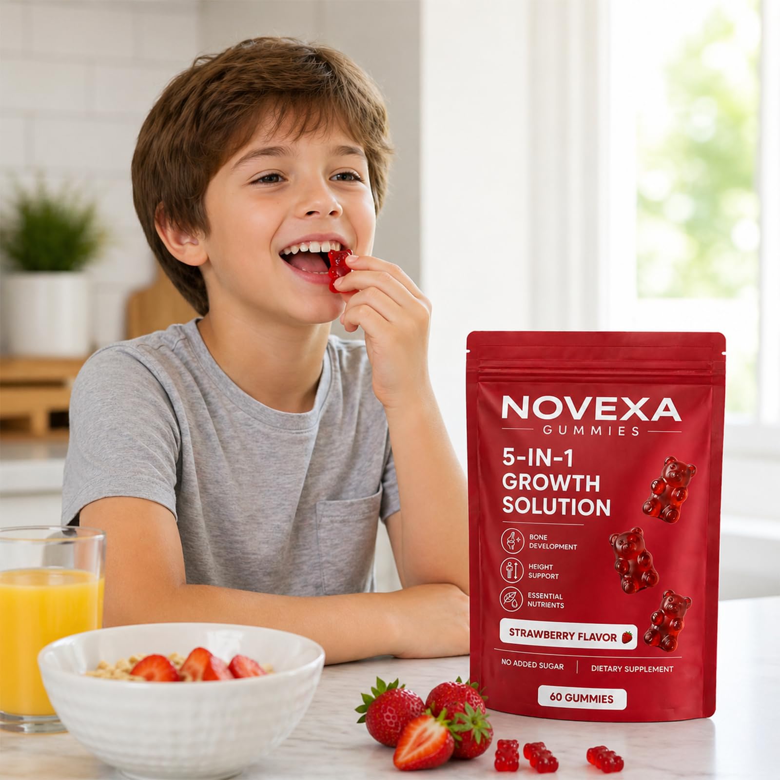 MORTAINE fresa fresca junto a gominolas que resalta el sabor
