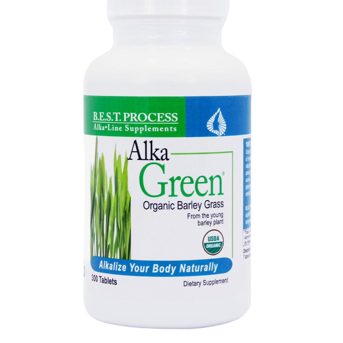 Morter HealthSystem empaque frontal de Alka•Green Tablets mostrando pureza y facilidad