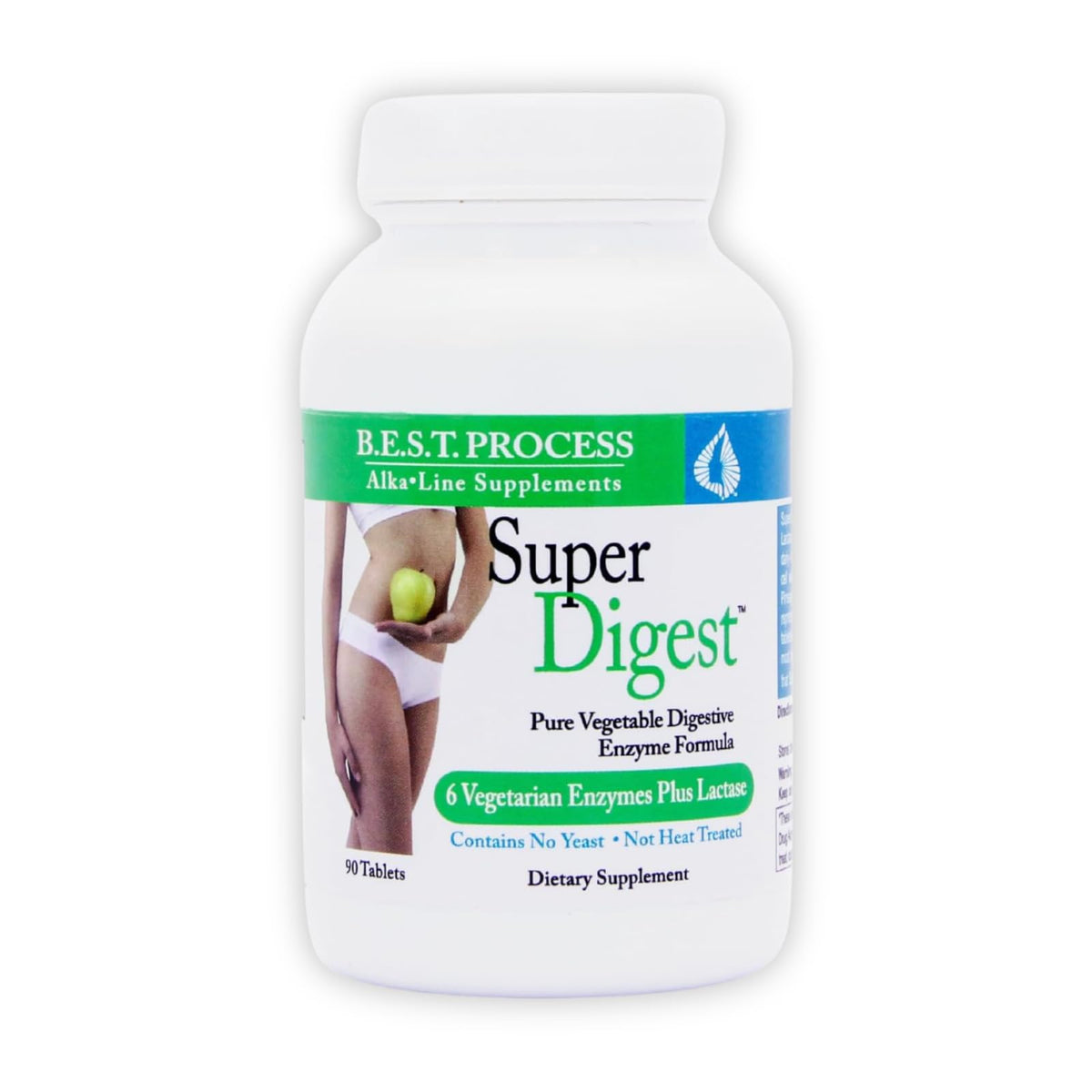 Morter HealthSystem SuperDigest vista frontal con botella y etiqueta clara, beneficio digestivo