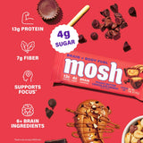 MOSH barra abierta mostrando relleno, satisfacción y proteína inmediata
