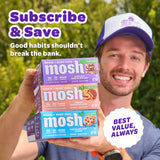 MOSH barras dentro de una mochila como snack portátil saludable