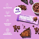 MOSH barra abierta con textura crujiente y sabor brownie visible